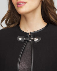 Faux Leather Trim Cape BLACK - Chico's online