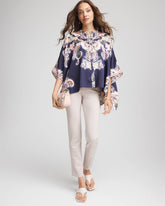 Collarless Floral-Paisley Poncho PASSPORT BLUE - Chico's outlet