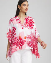 Coral Reef Motif Poncho RED GLOW - Chico's outlet