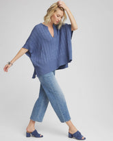 Open-Knit Splitneck Poncho BLUE LOTUS - Chico's sale