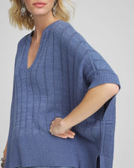 Open-Knit Splitneck Poncho BLUE LOTUS - Chico's sale