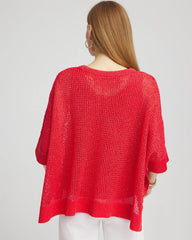 Sequin Open Knit Poncho RED GLOW - Chico's online