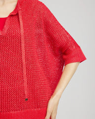 Sequin Open Knit Poncho RED GLOW - Chico's online