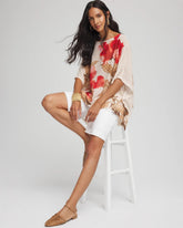 Floral Chiffon Pull-Over Poncho GLISTENING SAND - Chico's sale