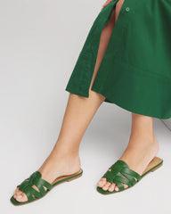 Cassidy Cross-Strap Slide Sandals GREEN - Chico's US