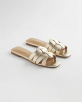 Leather Cassidy Cross-Strap Slide Shoes GOLD - Chico's near me