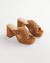 Vale Western Suede Block Heels COGNAC - Chico's for sale