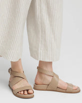 Tan Leather Sandals DARK NATURAL - Chico's online