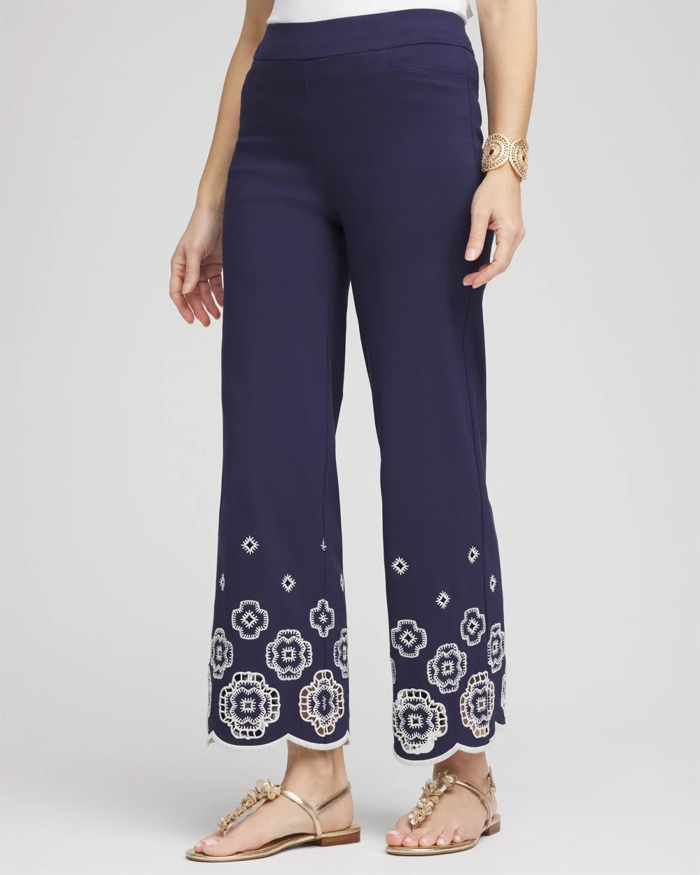 Petite Brigitte™ 180 Embroidered Wide-Leg Cropped Pants PASSPORT BLUE - Chico's discount