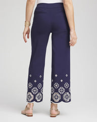 Petite Brigitte™ 180 Embroidered Wide-Leg Cropped Pants PASSPORT BLUE - Chico's discount