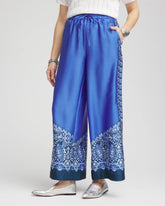 Petite Pull-on Paisley Drawstring Cropped Pants BLUE PEARL - Chico's US