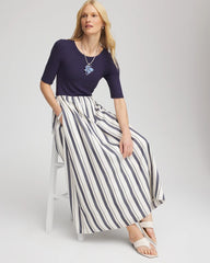 Petite Mixed Metallic Striped Maxi Dress ECRU - Chico's online