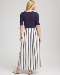 Petite Mixed Metallic Striped Maxi Dress ECRU - Chico's online