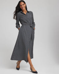 Petite Chain Print Maxi Shirtdress PASSPORT BLUE - Chico's outlet