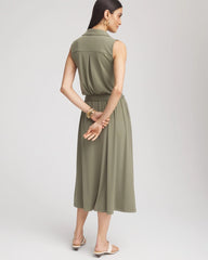 Petite Travelers™ Knit Sleeveless Shirtdress DUSTY OLIVE - Chico's sale