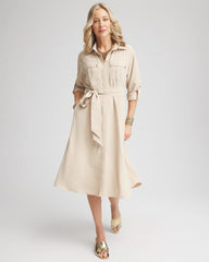 Twill Belted Midi Shirtdress WILD TRUFFLE - Chico's US