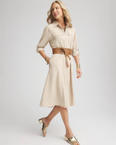Twill Belted Midi Shirtdress WILD TRUFFLE - Chico's US