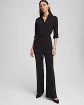 Petite Belted Jersey Maxi Jumpsuit BLACK - Chico's outlet