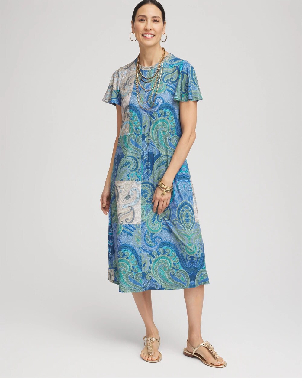 Petite Trapunto Midi Jersey-Knit Dress MULTI - Chico's sale