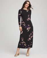 Petite Floral Boatneck Column Maxi Dress BLACK - Chico's outlet