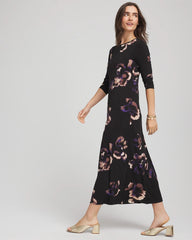Petite Floral Boatneck Column Maxi Dress BLACK - Chico's outlet