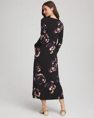 Petite Floral Boatneck Column Maxi Dress BLACK - Chico's outlet