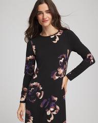 Petite Floral Boatneck Column Maxi Dress BLACK - Chico's outlet
