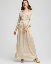 Petite Metallic Knit Pleated Maxi Dress GOLD - Chico's for sale