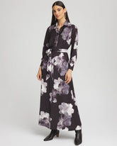 Petite Floral Print Maxi Shirt Dress BLACK - Chico's sale