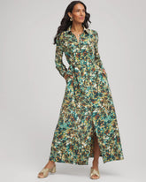Petite Printed Long-Sleeved Shirtdress DARKEST SPRUCE - Chico's US