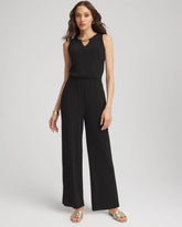 Petite Travelers™ Jersey Knit Chain-Trim Jumpsuit BLACK - Chico's online