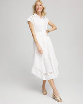 Petite Poplin Circle Trim Maxi Shirtdress ALABASTER - Chico's outlet