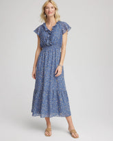 Petite Textured Ruffled-Placket Maxi Dress BLUE LOTUS - Chico's near me