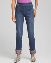 Petite Embellished Pull-On Slim Ankle Jeggings BUTTERCUP INDIGO - Chico's for sale
