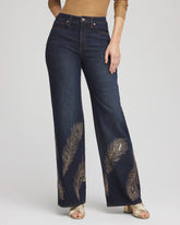 Petite Embellished High-Rise Wide-Leg Jeans MARCONI INDIGO - Chico's sale