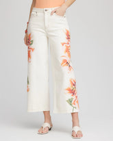 Petite Floral High-Rise Wide-Leg Cropped Jeans SEA SALT - Chico's discount