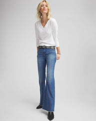 Petite Girlfriend Frayed Flared Jeans JESSAMINE INDIGO - Chico's US