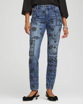 Petite Mixed-Media Girlfriend Slim Ankle Jeans EMILIA INDIGO - Chico's online