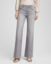 Petite Rose Gold Embroidered Girlfriend Flared Jeans LE HAVRE WASH - Chico's discount