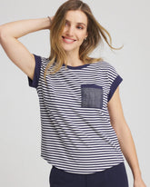 Zenergy® UPF Striped Tee PASSPORT BLUE - Chico's US