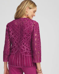 Travelers™ Collection Embroidered Lace Cutwork Jacket PURPLE CLOVER - Chico's online