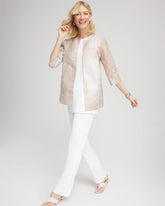 Travelers™ Collection Metallic 3/4 Sleeve Jacket CAFE AROMA - Chico's for sale