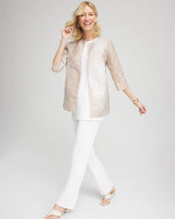 Travelers™ Collection Metallic 3/4 Sleeve Jacket CAFE AROMA - Chico's for sale