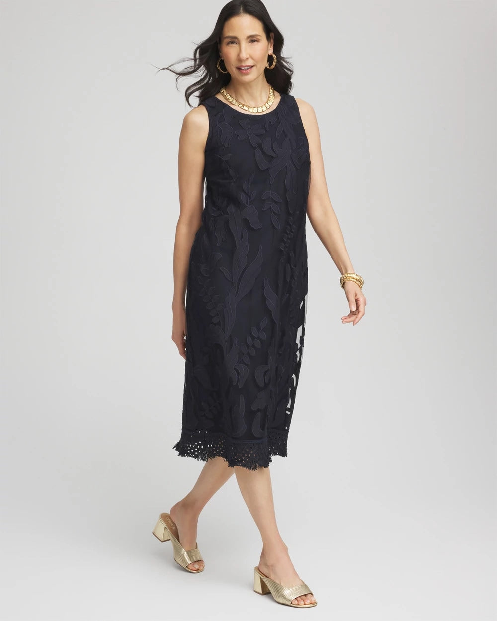 Travelers™ Mesh Appliqué Midi Dress TRAVELERS INDIA INK - Chico's online