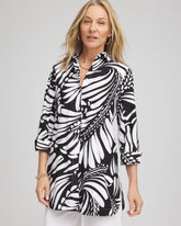 No Iron™ Printed Palms Button Down Tunic BLACK - Chico's discount