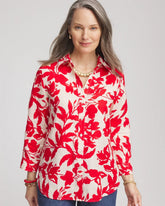 No Iron™ Floral Linen Shirt RED GLOW - Chico's online