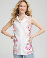 No Iron™ Tropical Floral Sleeveless Shirt CRUSHED BERRIES - Chico's for sale