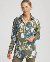 No Iron™ Printed Sateen Shirt NETTLE LEAF - Chico's outlet