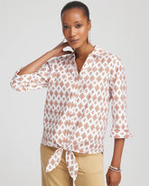 No Iron™ Tie-Front Geo-Print Shirt SIESTA ROSE - Chico's sale