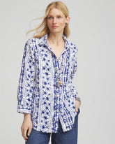 No Iron™ Star Print Linen Shirt RICH COBALT - Chico's online